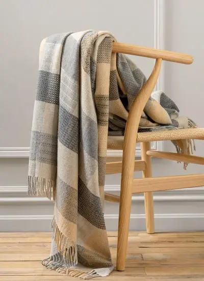 Slate Patchwork Lambswool Throw